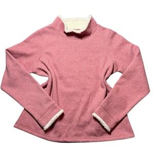 Orvis Womens Sherpa Lined Pullover Sweatshirt Pink Mock Neck Size L